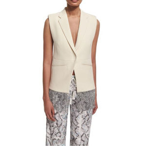 NWT! Foundrae Cream Snakeskin Fringe Trim Vest!